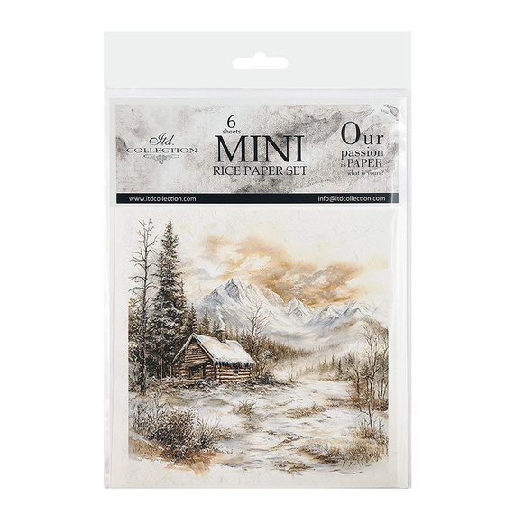 Reispapier-Set - Winterlandschaft, Hütten, Nadelbäume - RSM205 - Itd Collection