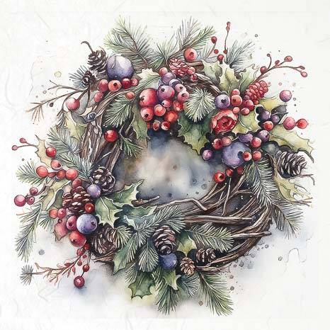 Reispapier-Set - ITD RSM099 Winterkränze Girlanden