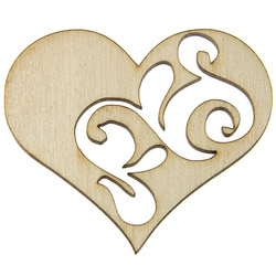 Holzdekoration Herz mit Ornament