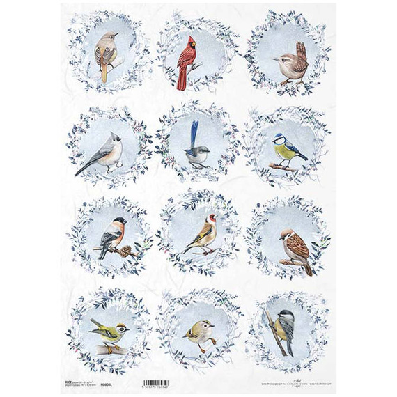 ITD Reispapier Decoupage Bastelpapier Serviettentechnik - A3 ITD-808L Vogelkränze