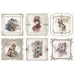 ITD Reispapier Decoupage SET Bastelpapier, rahmen vintage zeichen winter RSM060