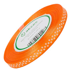 Satinband mit Punkten 6 mm - ca. 22 m - orange 