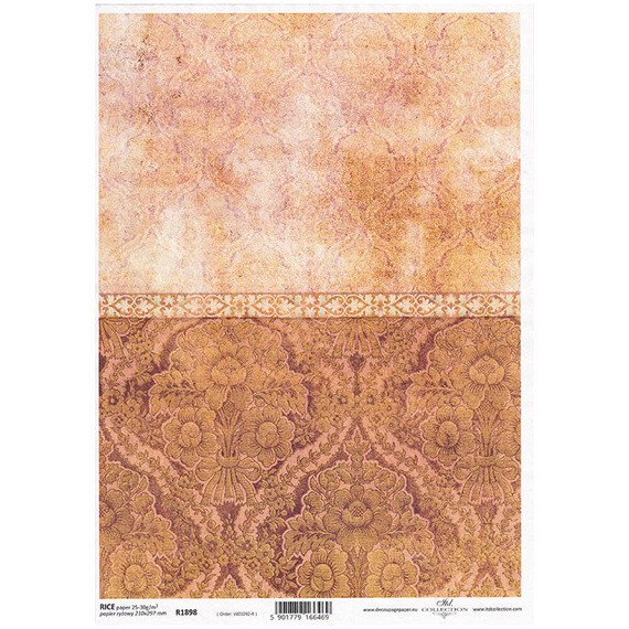 ITD Reispapier Decoupage Bastelpapier Serviettentechnik-R1898 Tapete, goldener Hintergrund