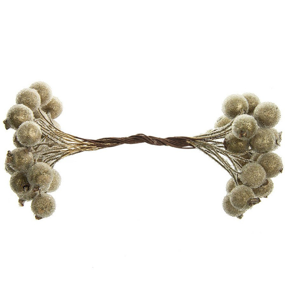 Gefrostete Beeren - gold - 1 Zweig mit 40 Beeren 