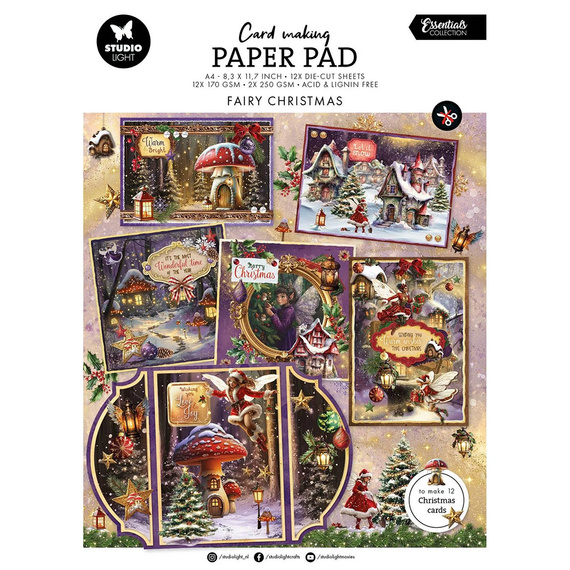 STUDIO LIGHT A4 Papierset + Elemente Scrapbooking Papier, Fairy Christmas