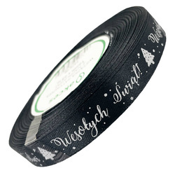 Satinband schwarz Frohe Weihnachten 12mm x 23m