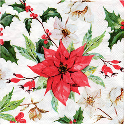 SERVIETTEN 1 Stück Motivservietten Decoupage Napkin 33x33cm, Poinsettia