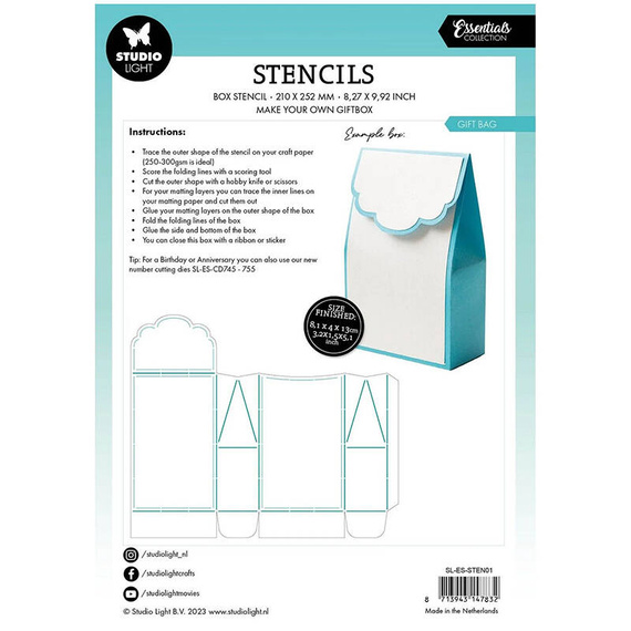 Zeichnung und Ausschneidevorlage - Geschenktüte