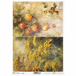 ITD Reispapier Decoupage Bastelpapier Serviettentechnik-R2301 Pflanzen, Balg, Verticillium, Herbst