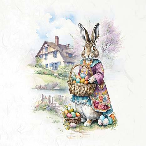 Reispapier-Set - ITD - RSM118 Osterhasen mit Ostereiern