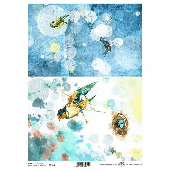 ITD Reispapier Decoupage Bastelpapier Softpapier Serviettentechnik, Vogel R1545