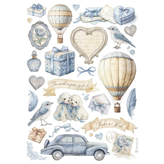 Reispapier Decoupage Bastelpapier A4 - Stamperia - Timeless Mixed Elements