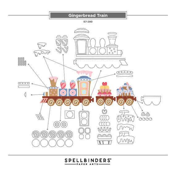 Stanzschablone – Cutting Die für Papier - Candy Christmas - Zug - Stamperia 