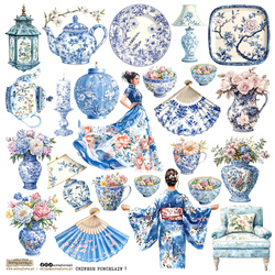 AUFKLEBER ScrapLove Dekor Stickers - Chinese Porcelain 1