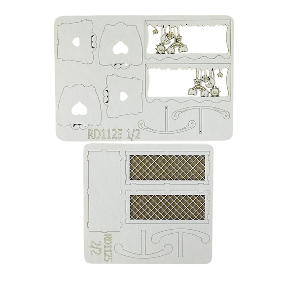 KREATYWNA PRACOWNIA Dekorpappe Die Cut Chipboard Dekoration,  3D-Wiege 
