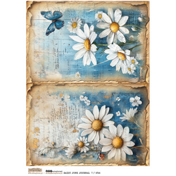 Reispapier Decoupage Bastelpapier A4 - Scraplove - Daisy Junk Journal 1