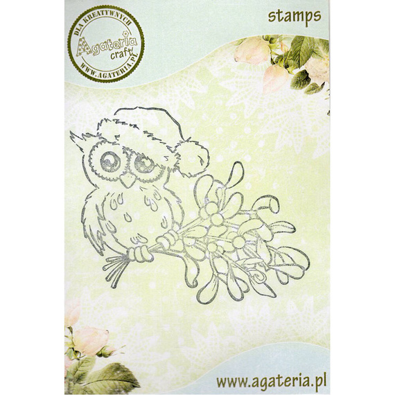 AGATERIA - Transparent Stempel Motivstempel Clear Stamp - Eule auf Mistelzweig