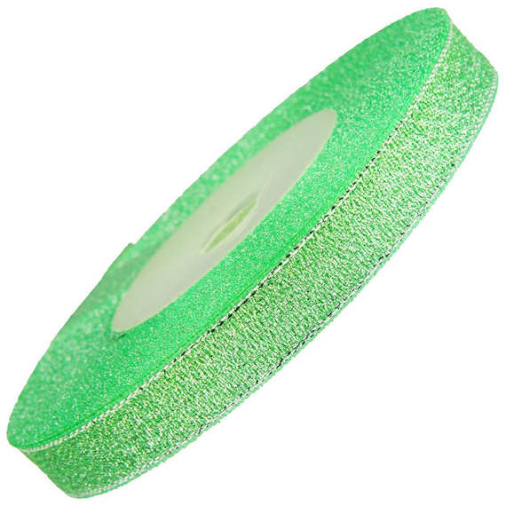Glitzerband 12mm 27m - grün silber