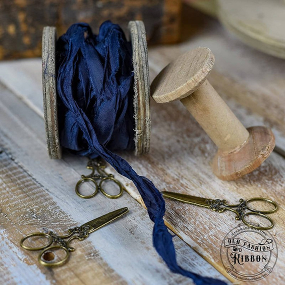 Dekorative VINTAGE Shabby Bänder - dunkelblau
