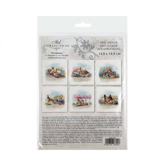 ITD Reispapier Decoupage SET Bastelpapier, alte Hennen, Hasen, Hühner RSM067