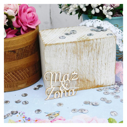 Dekorpappe Die Cut Chipboard Dekoration aufschrift Ehemann &amp; Ehefrau - 2 Stück - Kreatywna Pracownia