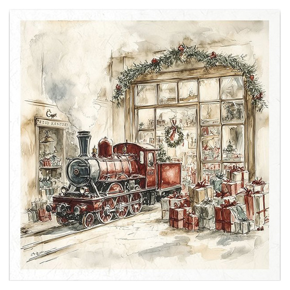 Reispapier-Set - Spielzeugladen, Weihnachtsmann, Lokomotive - RSM204 - Itd Collection