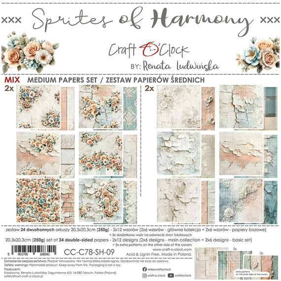Scrapbooking Papier Set 20x20 - Craft o'clock - Sprites of Harmony mix