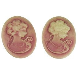 Lady Oval Cameo - schmutzige Perle rosa - 30mm