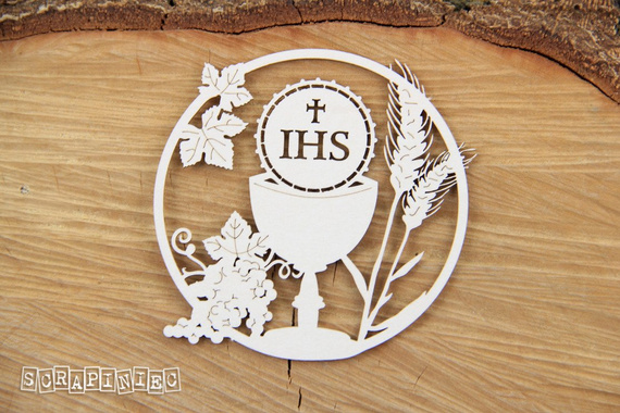 SCRAPINIEC Dekorpappe Die Cut Chipboard Dekoration Ornament, Messkelch Rahmen 02