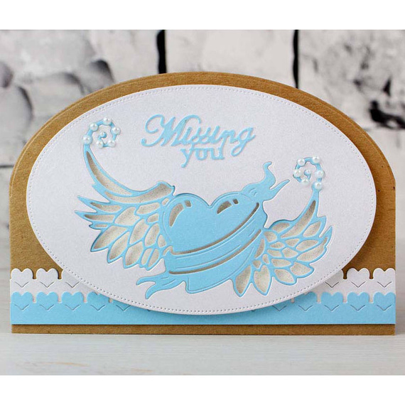 Stanzform Präge Stanzschablone Cutting Die - Zerfetzte Spitze - Geflügeltes Herz