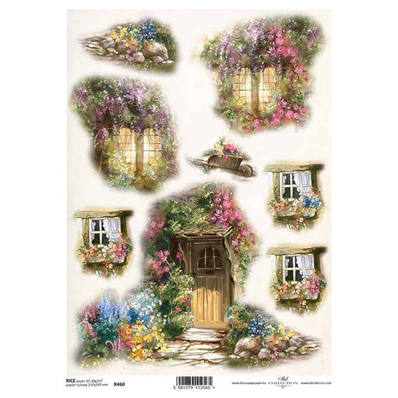 ITD Reispapier Decoupage Bastelpapier, R0460 Fenster und Türen