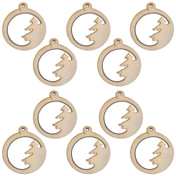 Holz-Christbaumanhänger Set 10 Stück - Tanne - 6 cm