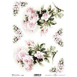 ITD Reispapier Decoupage Bastelpapier Serviettentechnik, R747 Blumen, Rosen