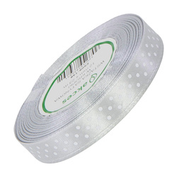  Satin-Punkt-Band 12 mm - silber 148 - 23 m - Dekoband