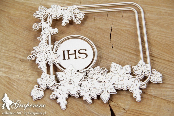 SCRAPINIEC Dekorpappe Die Cut Chipboard Dekoration Ornament, Weinrebe Rahmen