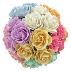 ROSEN Trellis 35mm 50Stk Scrapbooking Maulbeerpapier Blumen Flower, pastell mix