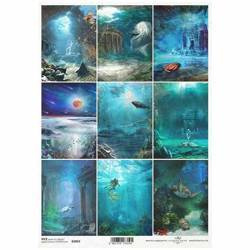 ITD Reispapier Decoupage Bastelpapier, Unterwasserstadt, Ruinen, Höhlen R2069