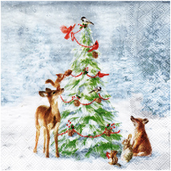 Serviettentechnik Motivserviette - 1 Stück - Decoupage Serviette 33x33 cm - Friends in snow