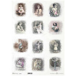 ITD Reispapier Decoupage Bastelpapier A3 Blumen, Porträts von Kindern 1038L