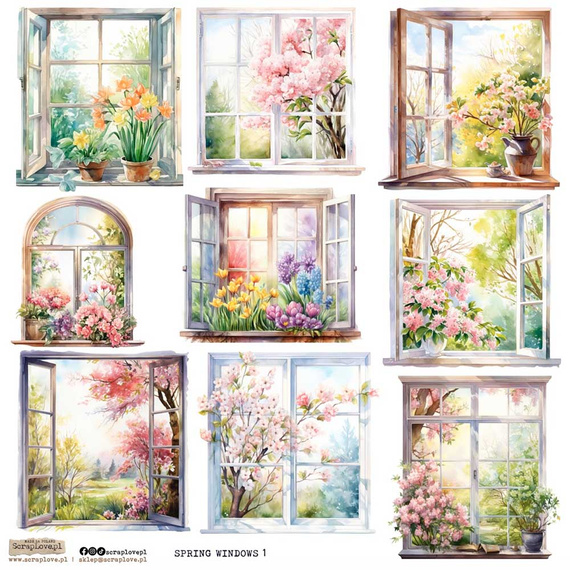 AUFKLEBER ScrapLove Dekor Stickers - Spring Windows 1