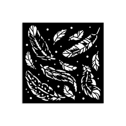 Schablone mixed-Media 3D 12x12cm - Herbarium Silvae Federn Hintergrund - Stamperia 