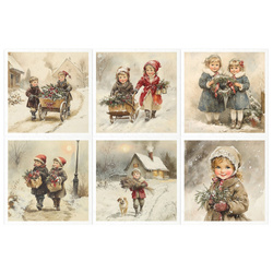 Reispapier-Set - Vintage Kinder, Weihnachten - RSM185 - Itd Collection