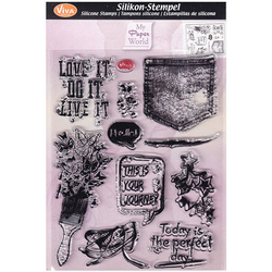 VIVA DECOR Transparent Stempeln Set Motivstempel Clear Stamps - Grunge
