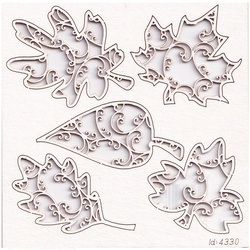 SCRAPINIEC Dekorpappe Die Cut Chipboard Dekoration Ornament, Blätter - Monograce