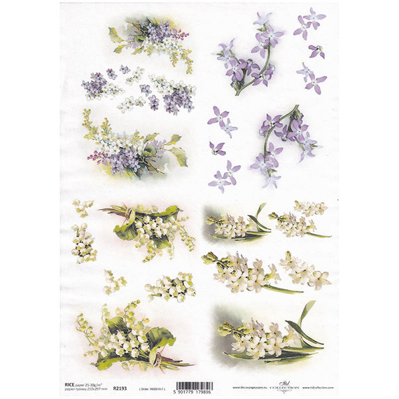ITD Reispapier Decoupage Bastelpapier Softpapier Serviettentechnik, Maiglöckchen Blumen R2193 
