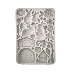 STAMPERIA SILIKONFORM Mold Abformen Gießen Mould,  Rabbit And Flowers Das Paradies der Hasen