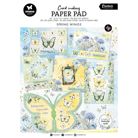 Scrapbooking Papier Set mit A4-Elementen - Butterflies - Studio Light