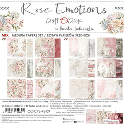 CRAFT OCLOCK 24 Blatt 20x20cm doppelseitig Scrapbooking Papier, Rose Emotions mix