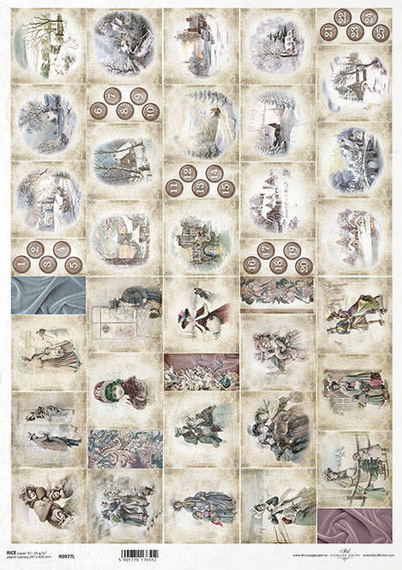ITD Reispapier Decoupage Bastelpapier A3 0977L vintage, Adventskalender