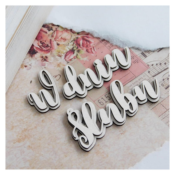 Dekorpappe Die Cut Chipboard hochzeitstag Inschrift einzeln - Kreatywna Pracownia